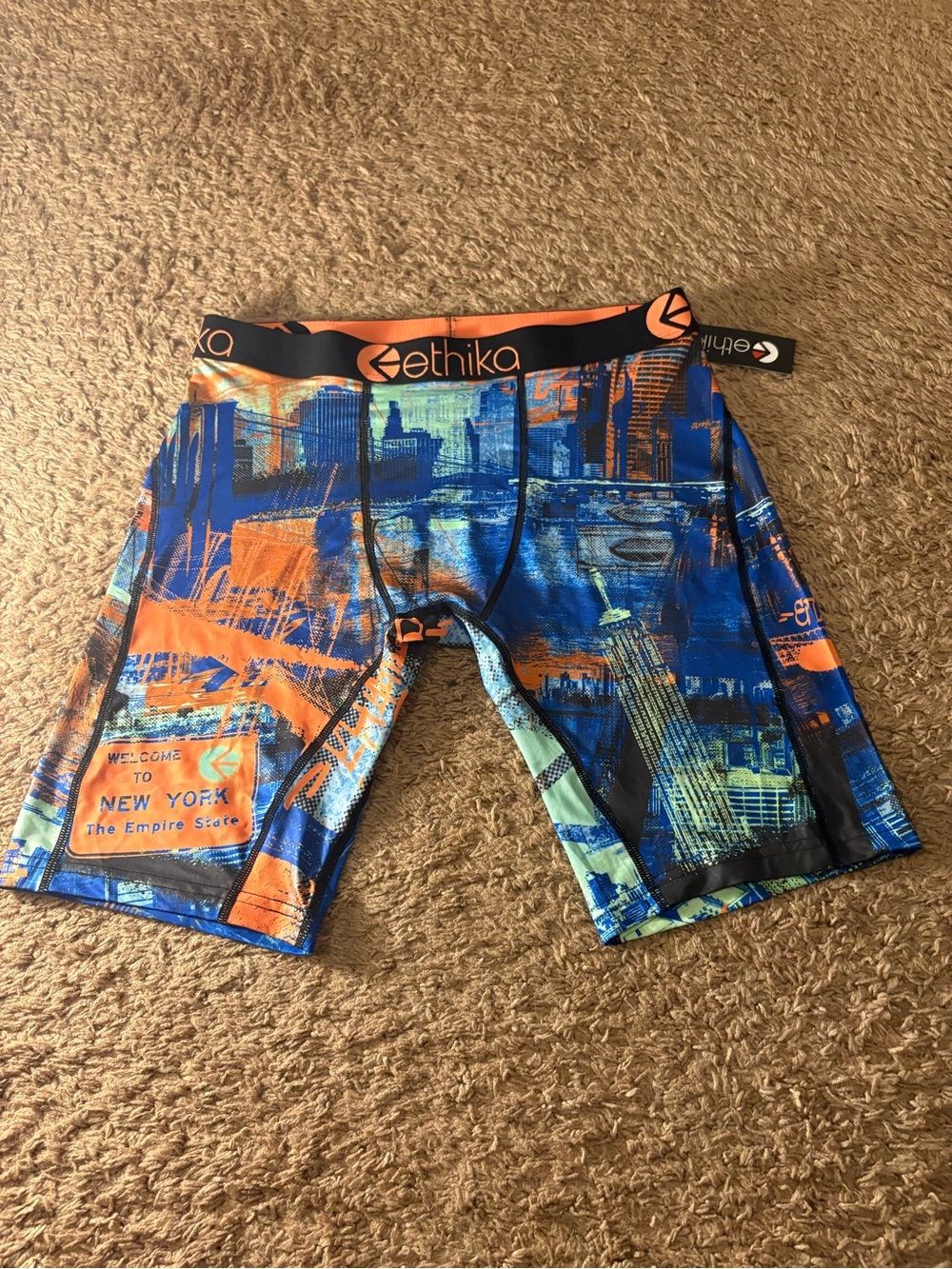 ethika Boys' Blue, Orange & Teal Graphic Compression Leggings